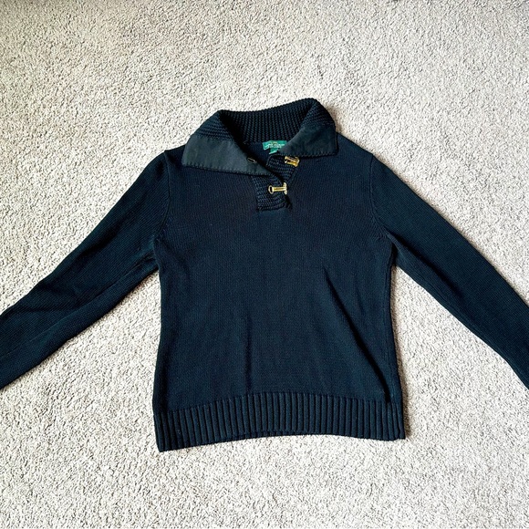 Ralph Lauren Navy Blue‎ Buckle Top Sweater Size M - Picture 1 of 4
